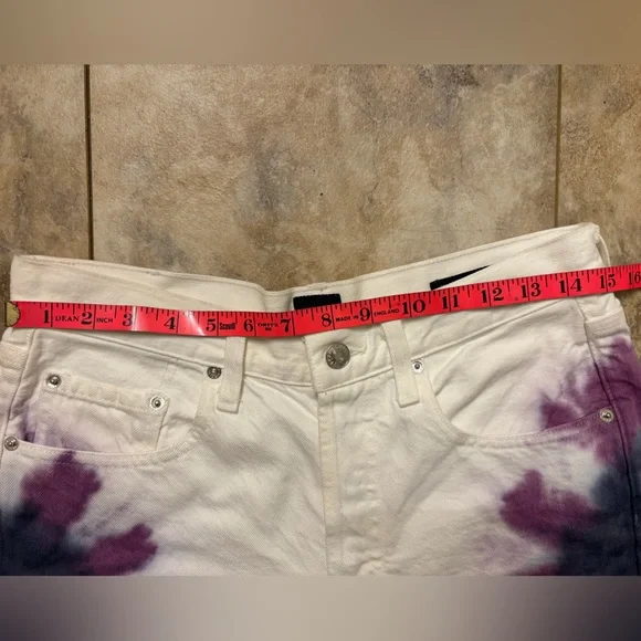 Edwin Cai Short Size 28 Womens 7" Inseam Sunset White Purple Denim Tie Dye